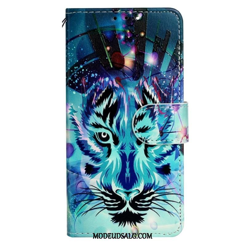 Flip Cover iPhone 15 Plus Med Snor Feline Med Rem