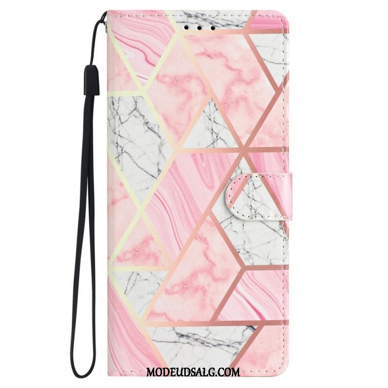 Flip Cover iPhone 15 Plus Med Snor Marmorrem