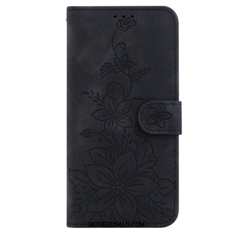 Flip Cover iPhone 15 Pro Max Med Snor Blomsterrem