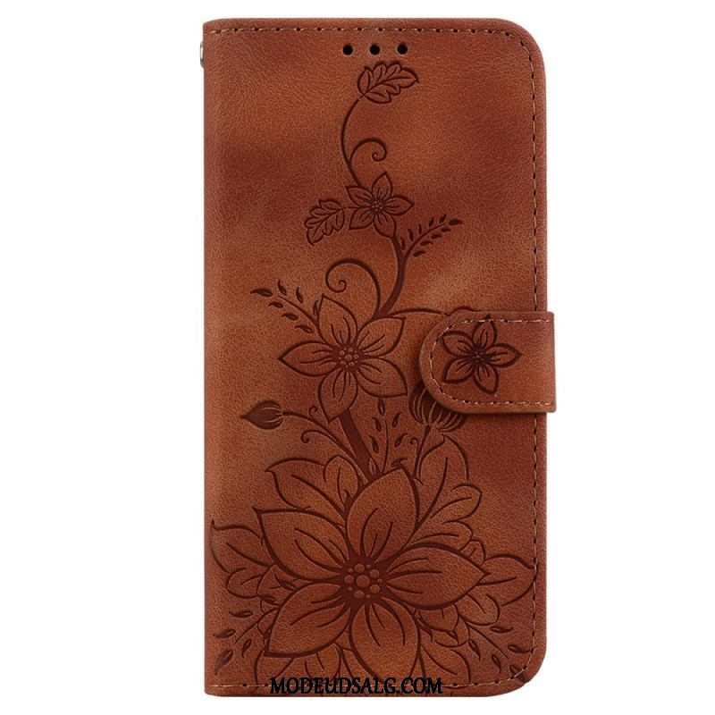 Flip Cover iPhone 15 Pro Max Med Snor Blomsterrem