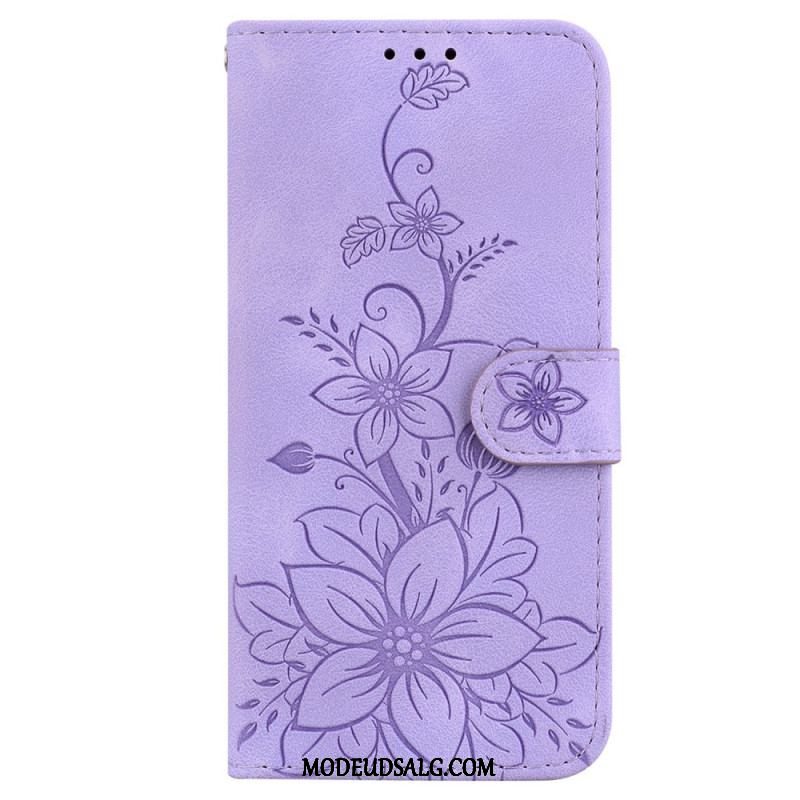 Flip Cover iPhone 15 Pro Max Med Snor Blomsterrem