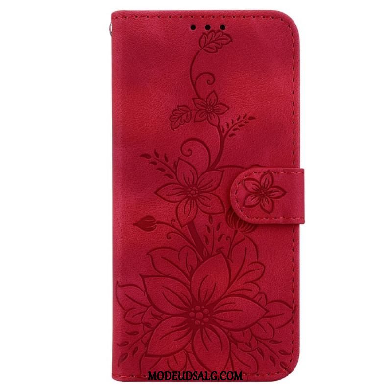 Flip Cover iPhone 15 Pro Max Med Snor Blomsterrem