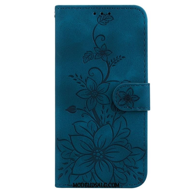 Flip Cover iPhone 15 Pro Max Med Snor Blomsterrem