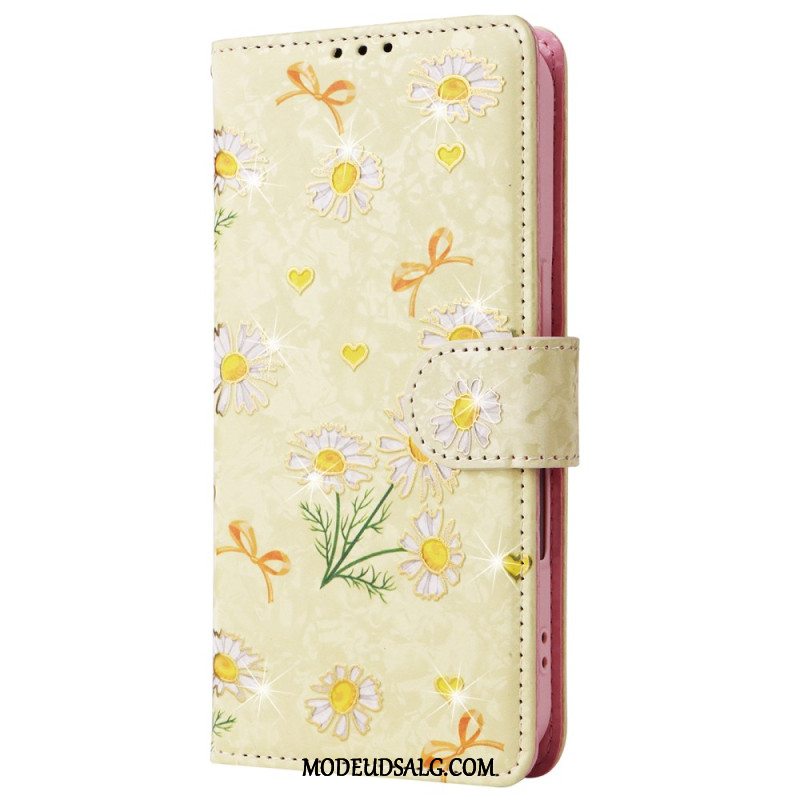 Flip Cover iPhone 16 Plus Blomster Rfid-blokerende Tegnebog