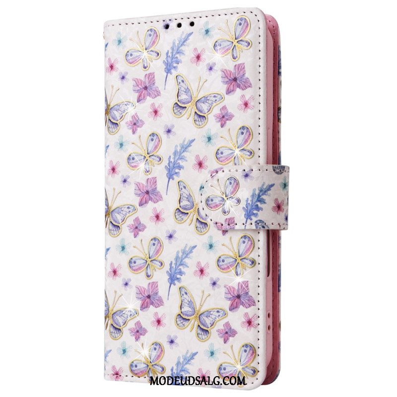 Flip Cover iPhone 16 Plus Blomster Rfid-blokerende Tegnebog