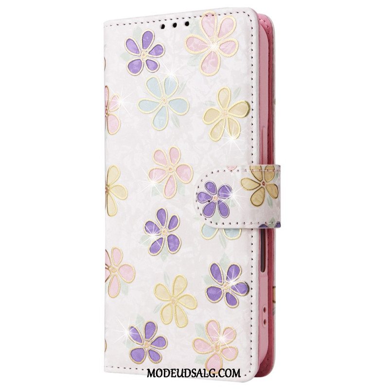 Flip Cover iPhone 16 Plus Blomster Rfid-blokerende Tegnebog