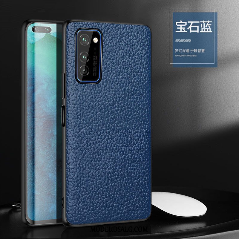 Honor 30 Pro Etui / Cover Ægte Læder Anti-fald Silikone Trendy Blå