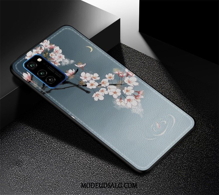 Honor View30 Pro Etui / Cover Relief Blå Læder Vind Mønster