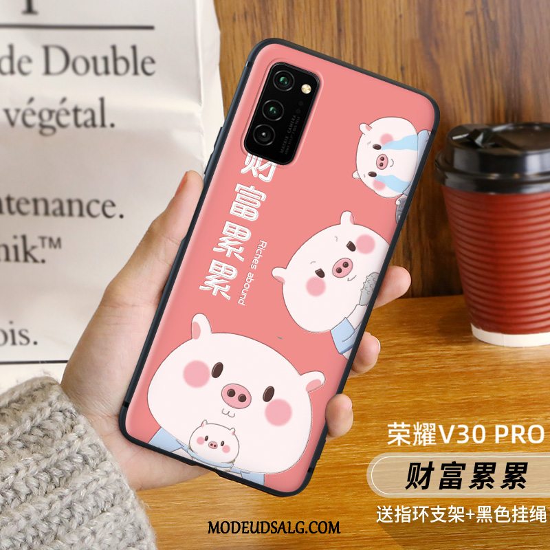 Honor View30 Pro Etui Kreativ Af Personlighed Anti-fald Rød Nubuck