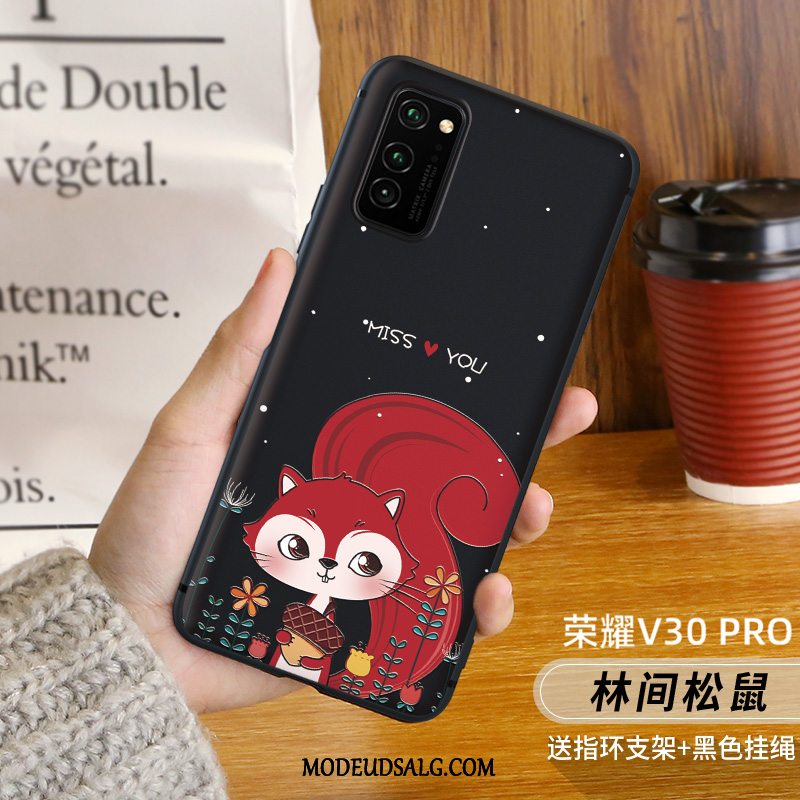 Honor View30 Pro Etui Kreativ Af Personlighed Anti-fald Rød Nubuck