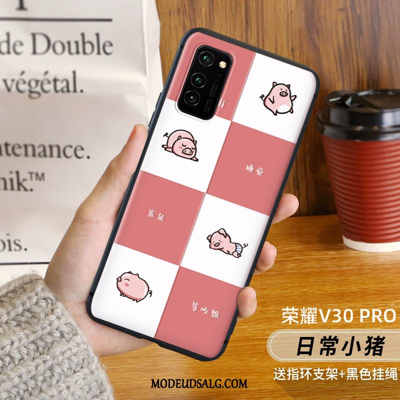 Honor View30 Pro Etui Kreativ Af Personlighed Anti-fald Rød Nubuck