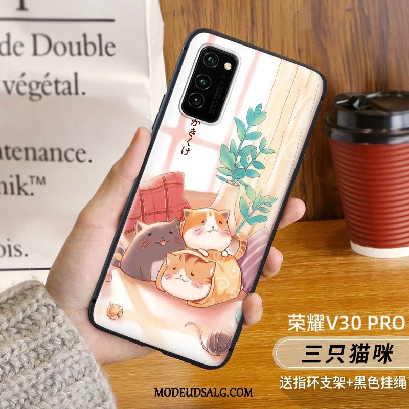 Honor View30 Pro Etui Kreativ Af Personlighed Anti-fald Rød Nubuck