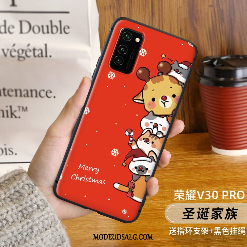 Honor View30 Pro Etui Kreativ Af Personlighed Anti-fald Rød Nubuck