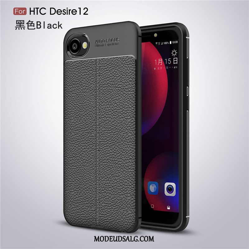 Htc Desire 12 Etui Cover Rød Blød Læder Mønster