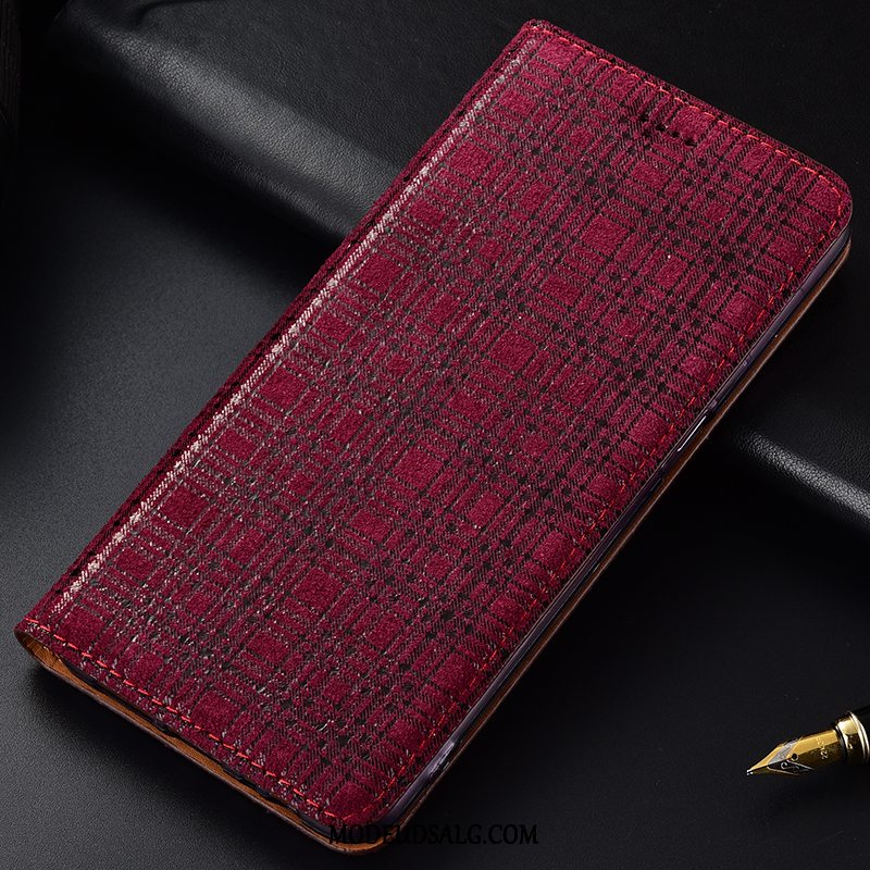 Htc Desire 12+ Etui Rød Folio Cover Fløjl Mønster