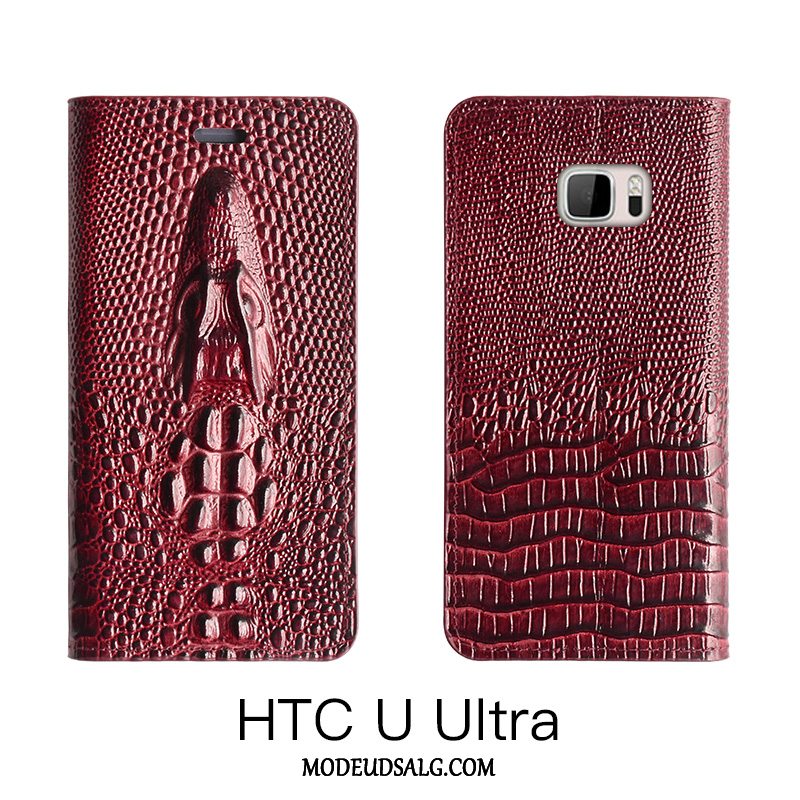 Htc U Ultra Etui Cover Anti-fald Ægte Læder Beskyttelse Folio