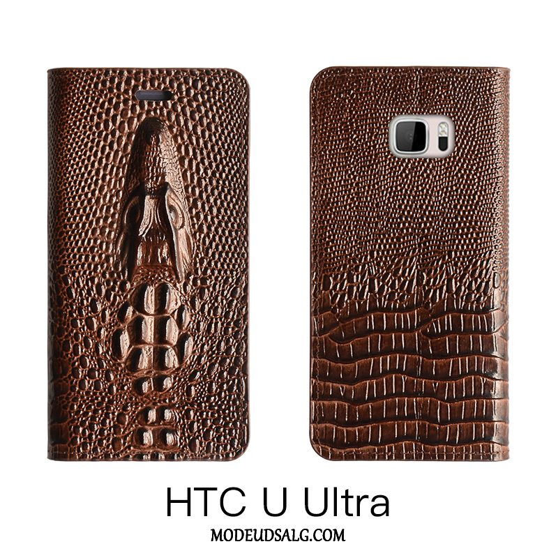 Htc U Ultra Etui Cover Anti-fald Ægte Læder Beskyttelse Folio