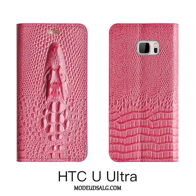 Htc U Ultra Etui Cover Anti-fald Ægte Læder Beskyttelse Folio