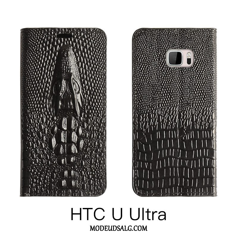 Htc U Ultra Etui Cover Anti-fald Ægte Læder Beskyttelse Folio