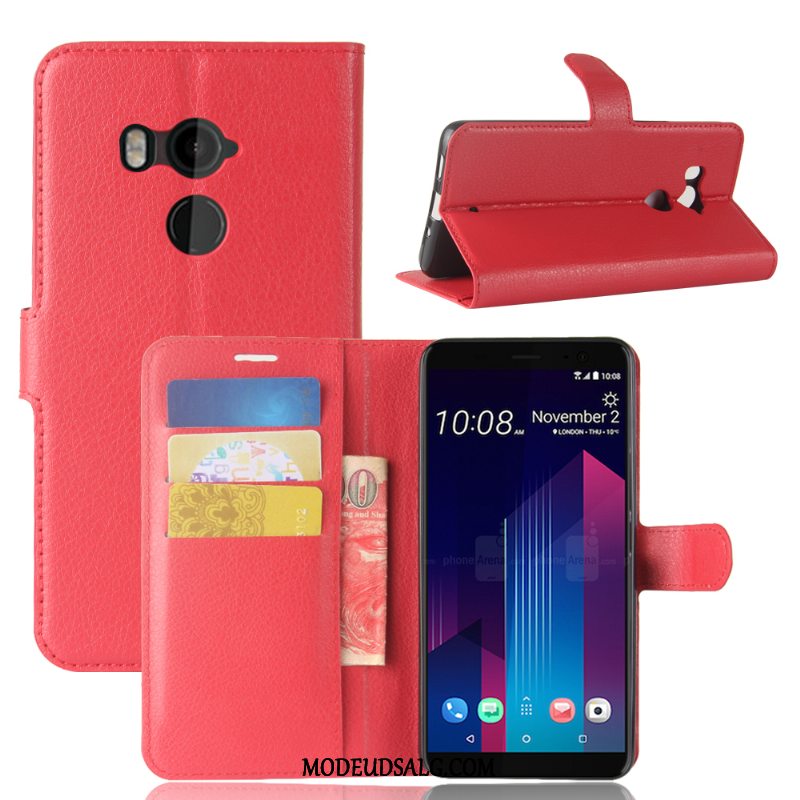 Htc U11+ Etui Alt Inklusive Rød Support Folio Kort