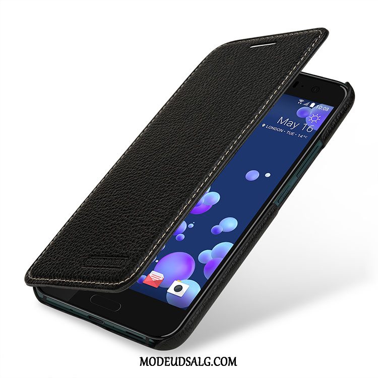 Htc U11+ Etui Cover Ægte Læder Anti-fald Beskyttelse Folio