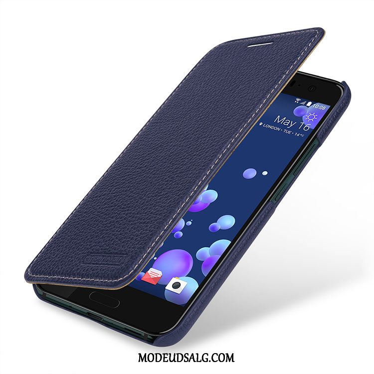 Htc U11+ Etui Cover Ægte Læder Anti-fald Beskyttelse Folio