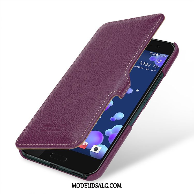 Htc U11+ Etui Cover Ægte Læder Anti-fald Beskyttelse Folio