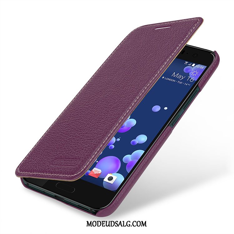 Htc U11+ Etui Cover Ægte Læder Anti-fald Beskyttelse Folio