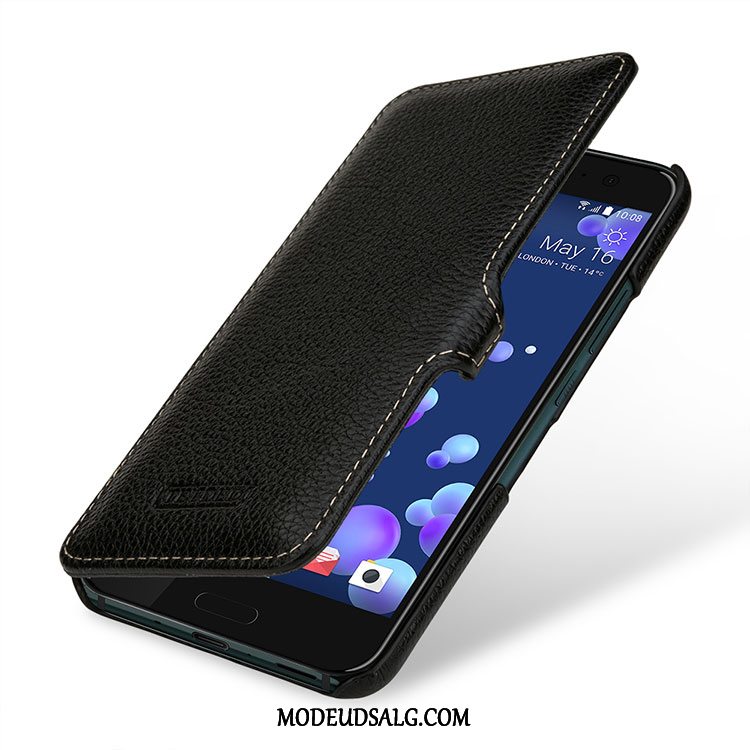 Htc U11+ Etui Cover Ægte Læder Anti-fald Beskyttelse Folio