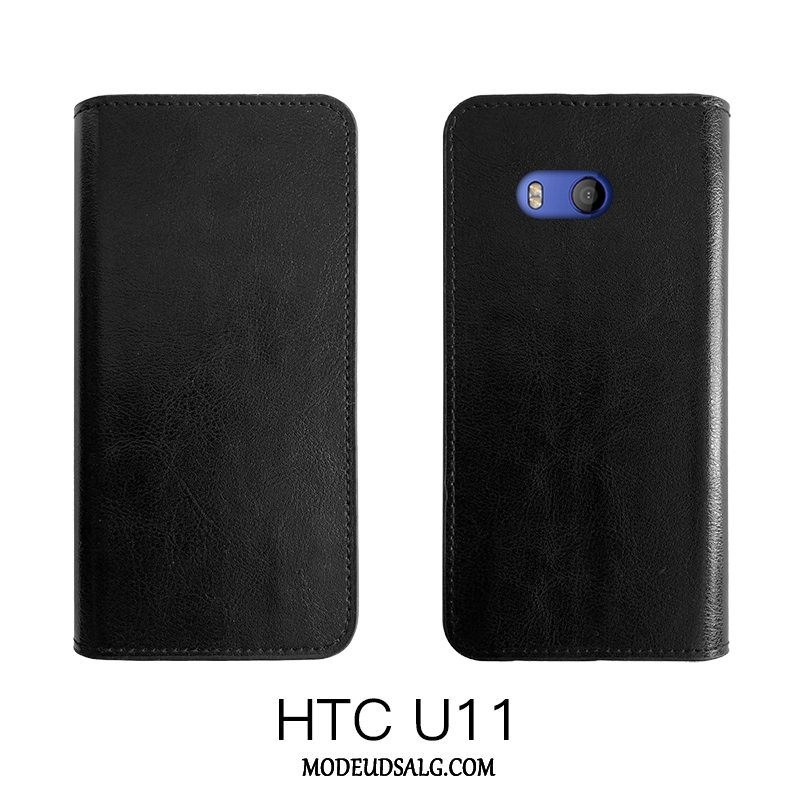 Htc U12 Life Etui Vintage Folio Business Ungdom Ægte Læder