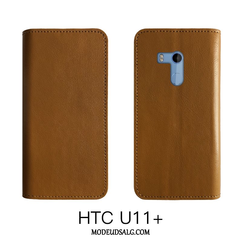 Htc U12 Life Etui Vintage Folio Business Ungdom Ægte Læder