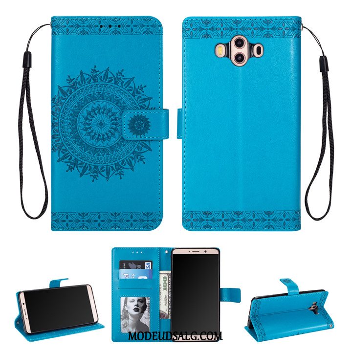 Huawei Mate 10 Etui / Cover Anti-fald Lilla Beskyttelse Folio Lædertaske