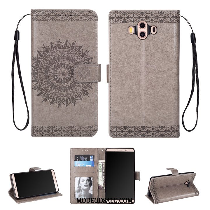 Huawei Mate 10 Etui / Cover Anti-fald Lilla Beskyttelse Folio Lædertaske