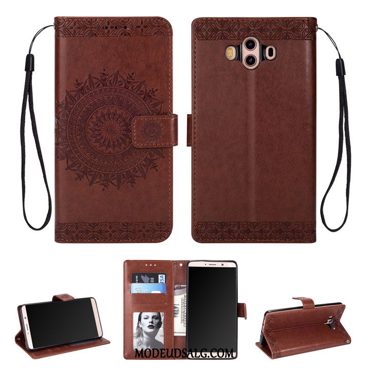 Huawei Mate 10 Etui / Cover Anti-fald Lilla Beskyttelse Folio Lædertaske