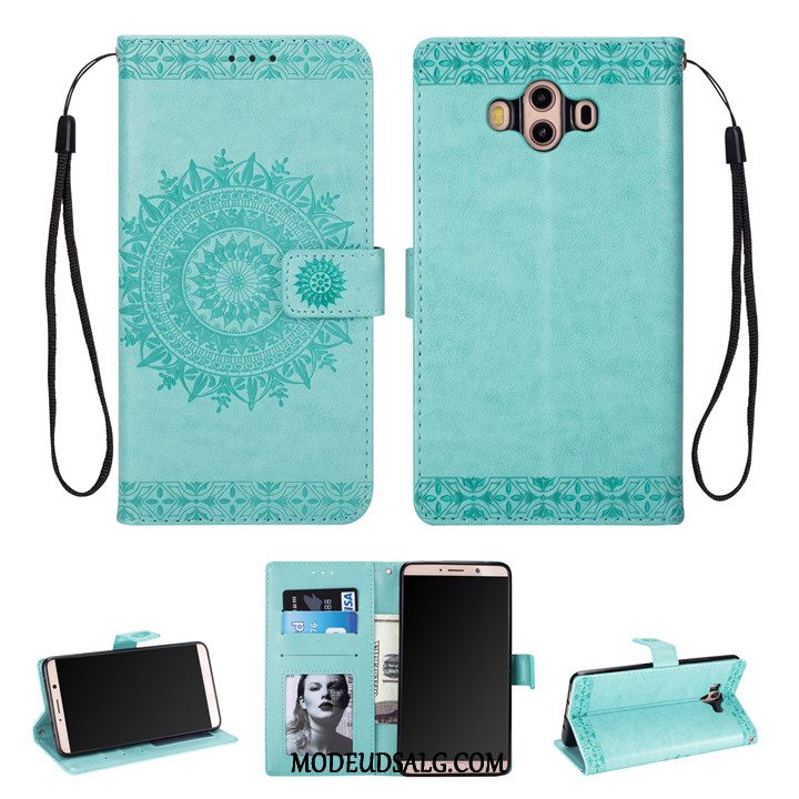 Huawei Mate 10 Etui / Cover Anti-fald Lilla Beskyttelse Folio Lædertaske