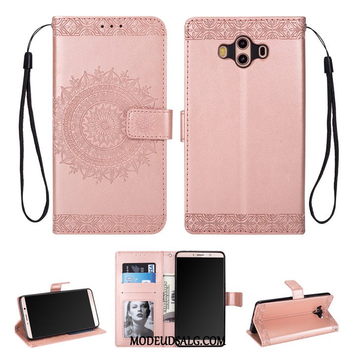 Huawei Mate 10 Etui / Cover Anti-fald Lilla Beskyttelse Folio Lædertaske