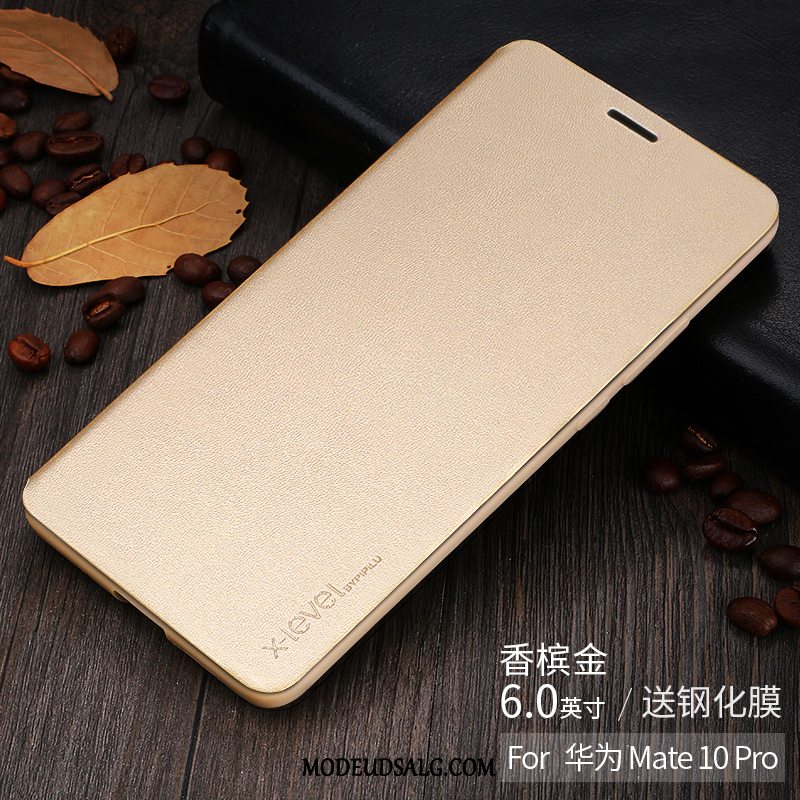 Huawei Mate 10 Pro Etui / Cover Beskyttelse Alt Inklusive Guld Læder Lædertaske