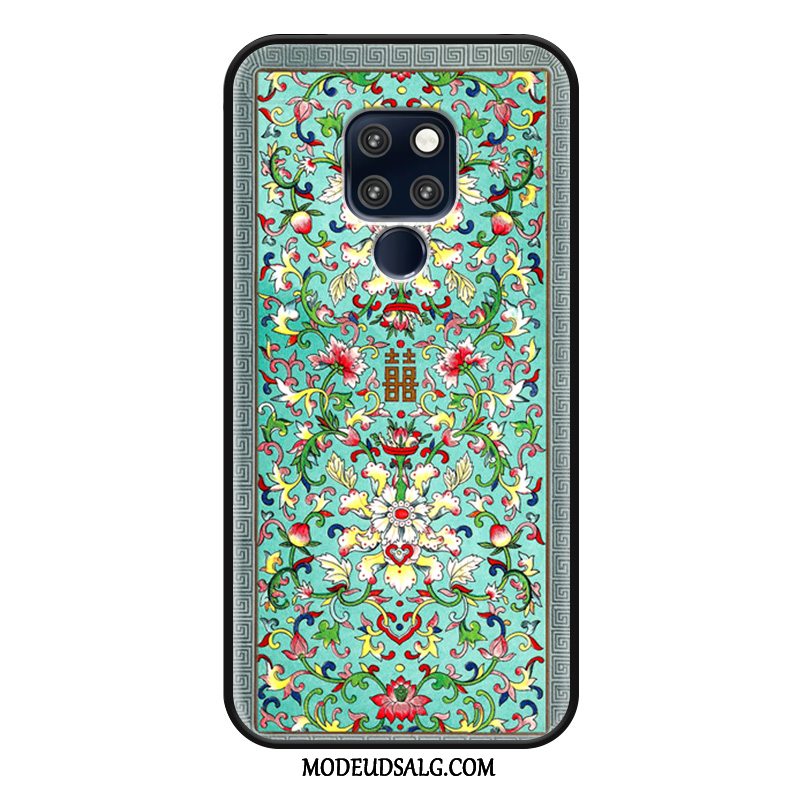 Huawei Mate 20 Etui Cover Blå Blomster Vintage Beskyttelse