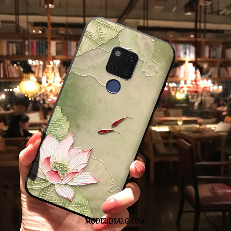 Huawei Mate 20 Etui Frisk Cover Beskyttelse Grøn Blomster