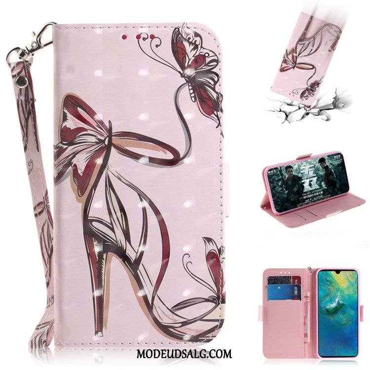 Huawei Mate 20 Pro Etui / Cover Cartoon Lædertaske Folio Sort Smuk