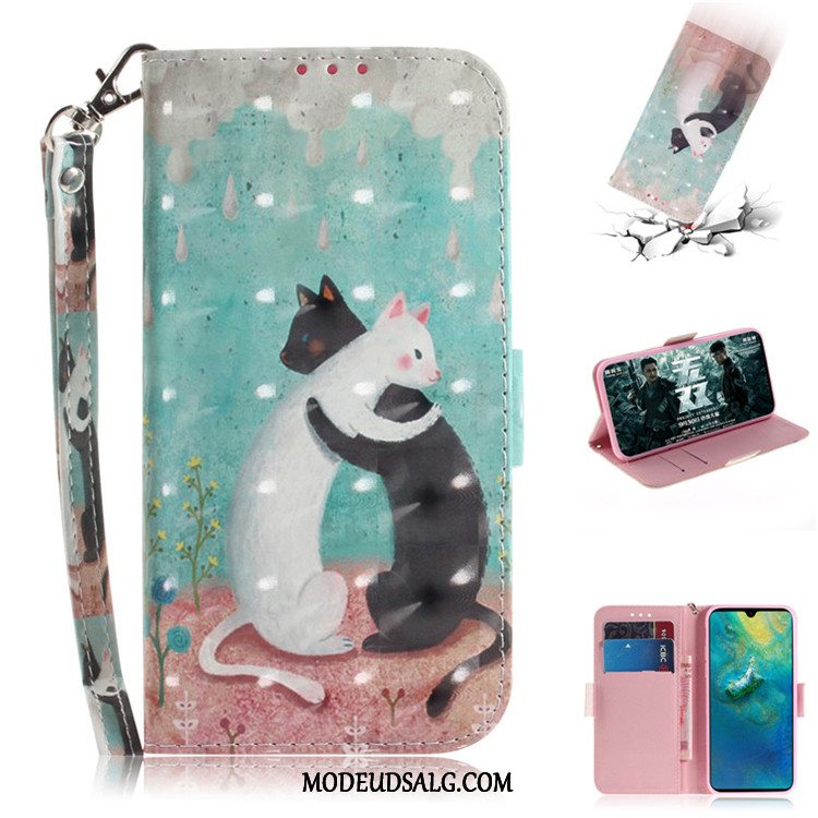 Huawei Mate 20 Pro Etui / Cover Cartoon Lædertaske Folio Sort Smuk