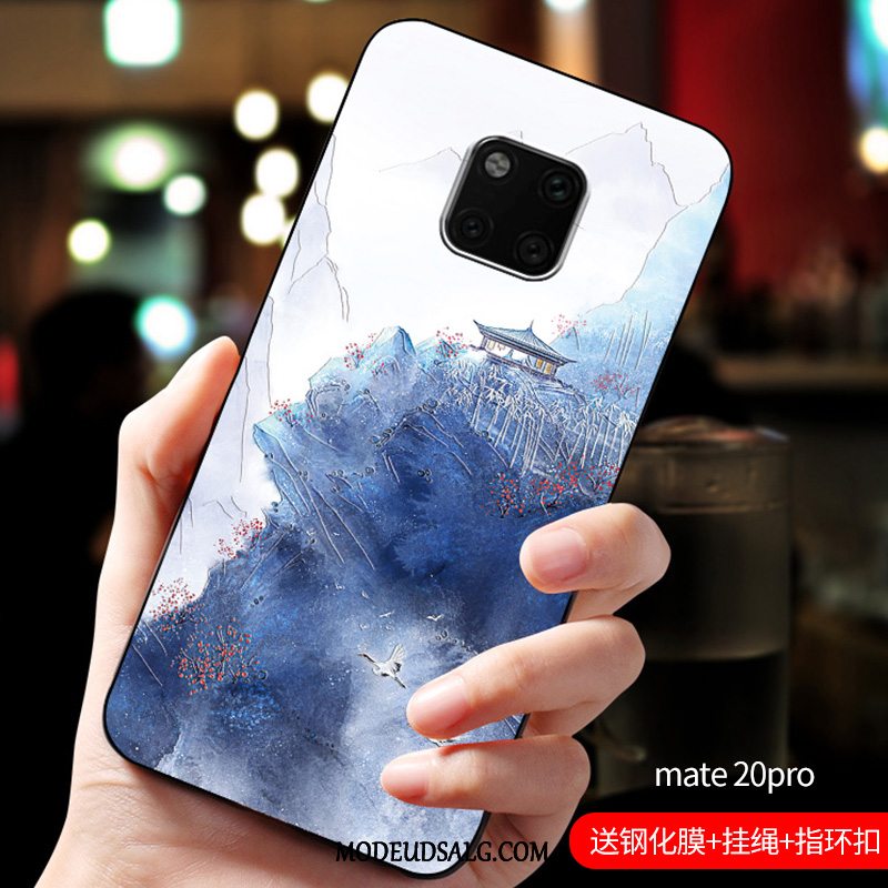 Huawei Mate 20 Pro Etui Net Red Anti-fald Blå Blød Cover