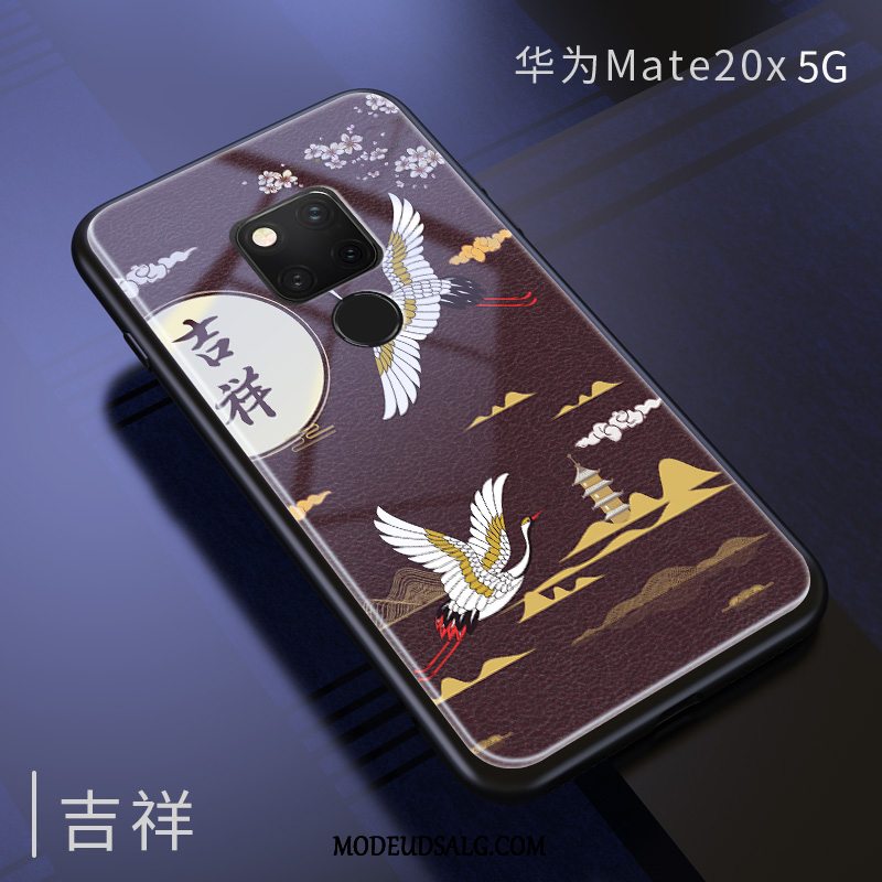 Huawei Mate 20 X (5g) Etui / Cover Blå Hængende Ornamenter Spejl Vind Glas