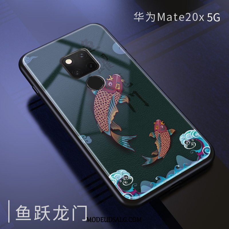 Huawei Mate 20 X (5g) Etui / Cover Blå Hængende Ornamenter Spejl Vind Glas