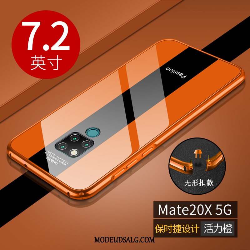 Huawei Mate 20 X (5g) Etui Rød Cover Metal Glas Anti-fald