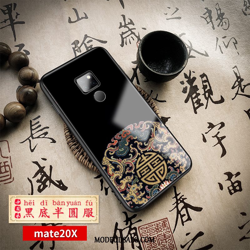 Huawei Mate 20 X Etui / Cover Kinesisk Stil Sort Beskyttelse Alt Inklusive