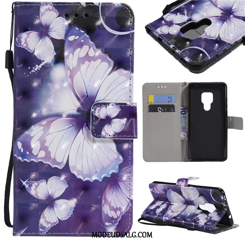 Huawei Mate 20 X Etui Lilla Beskyttelse Cover Clamshell Lædertaske