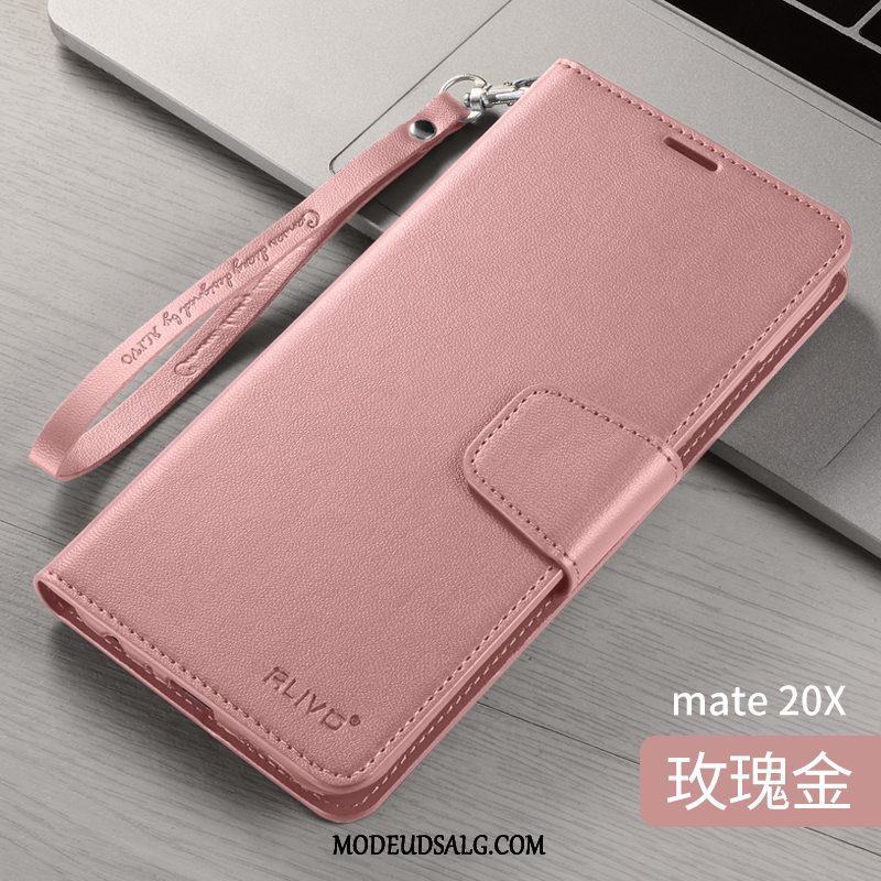 Huawei Mate 20 X Etui Lyserød Clamshell Cover Silikone Beskyttelse