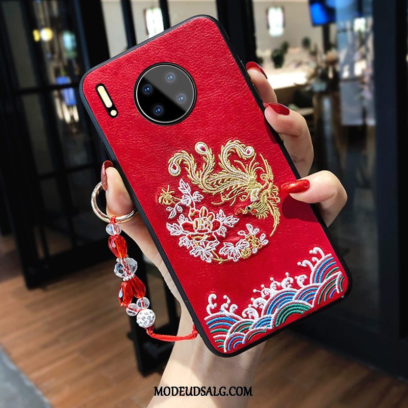 Huawei Mate 30 Etui Alt Inklusive Anti-fald Silikone Broderi Net Red