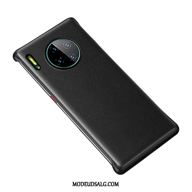 Huawei Mate 30 Etui / Cover Ramme Sort Beskyttelse Ægte Læder